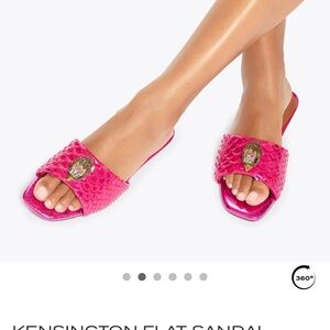 Kurt Geiger Fuchsia Slide Sandals with Gold Accent